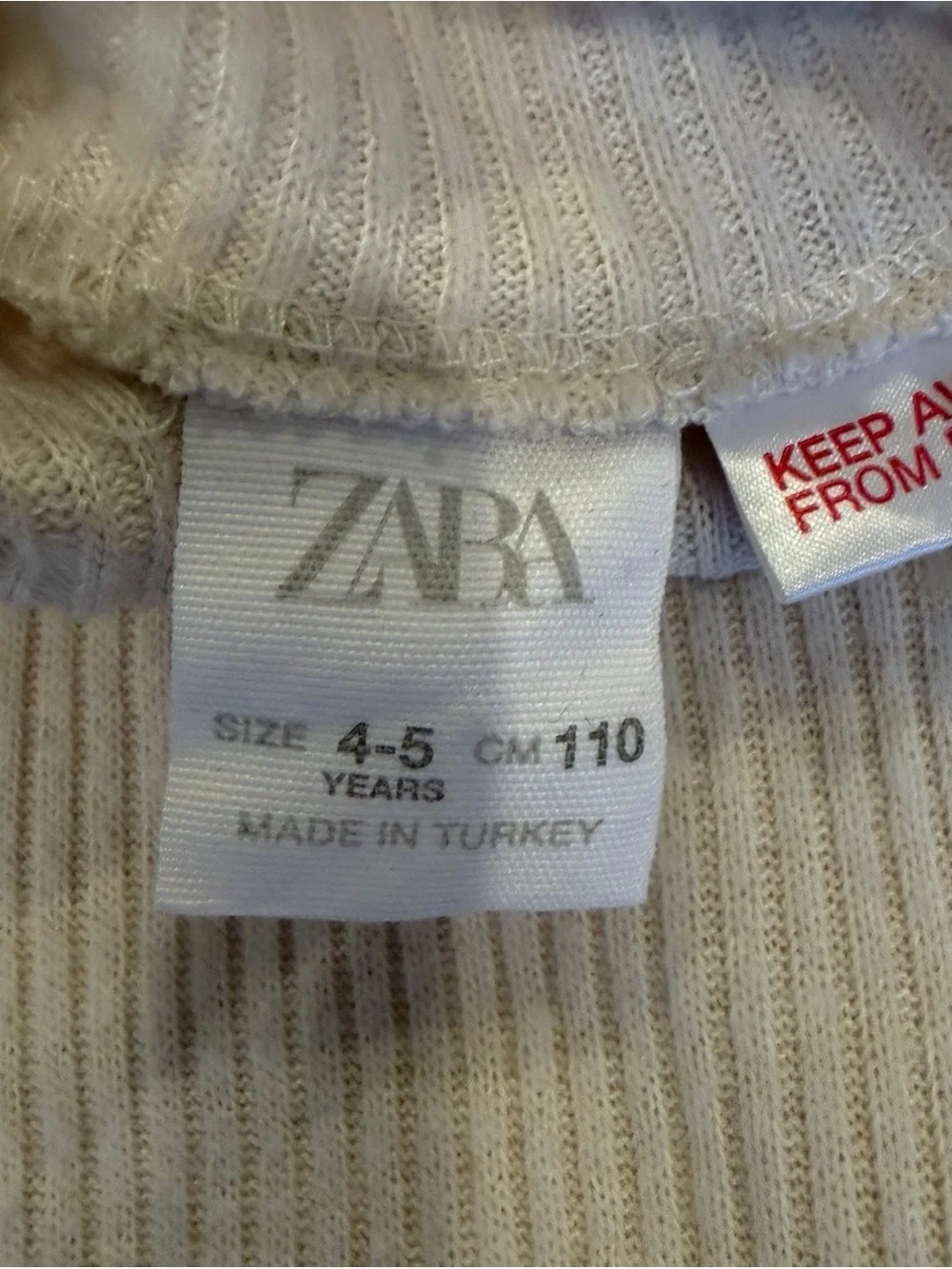 Zara Cream Ribbed Turtleneck Sweater
